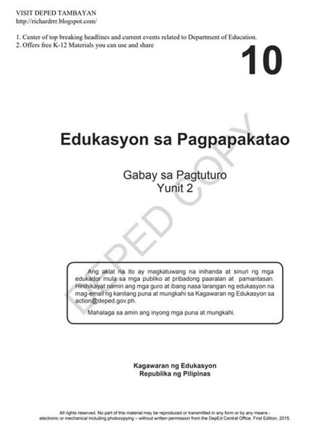 elibro grade 10 quarter 2|Edukasyon sa pagpapakatao grade 10 tg quarter 2.